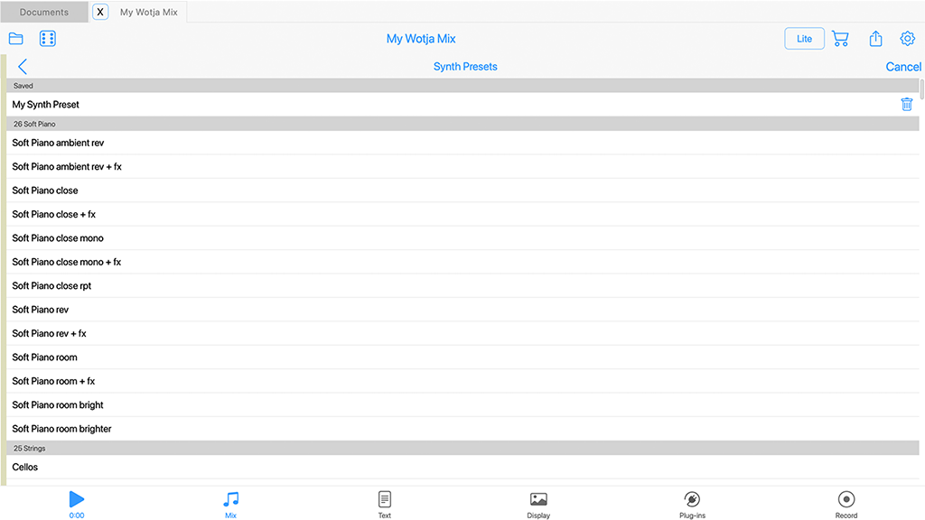 WAE Synth Presets List