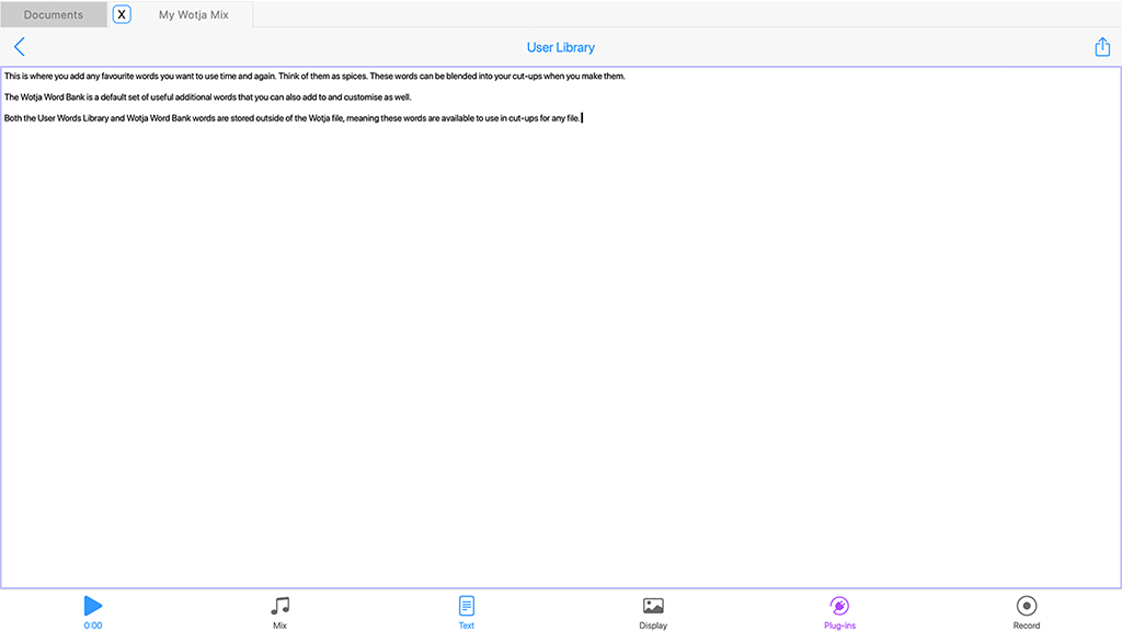 Text Mode - Use Words