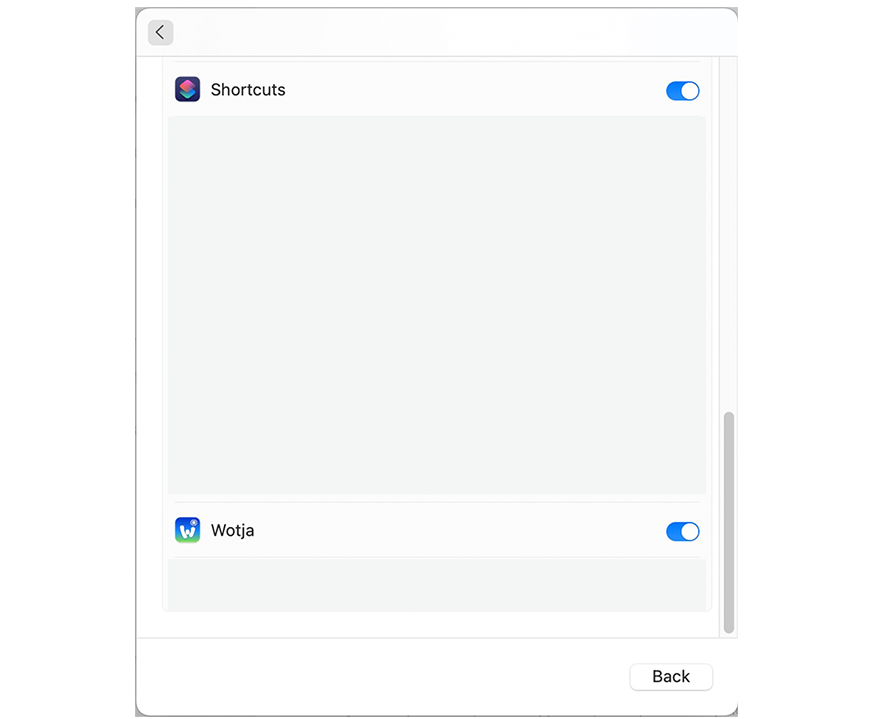 iCloud Settings Screen