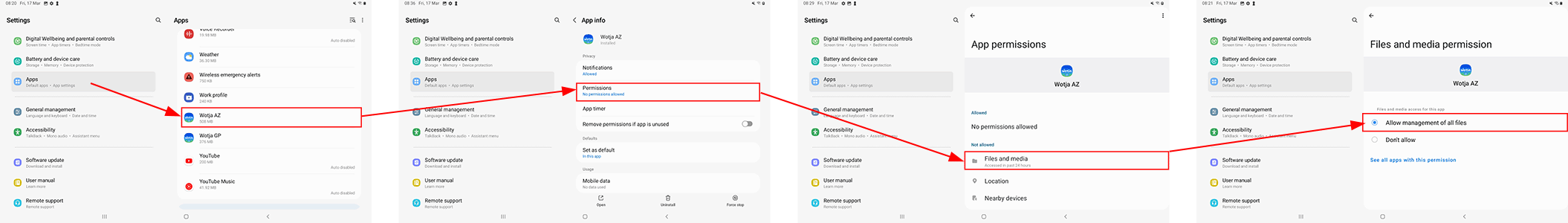 Wotja AZ App Permission Settings