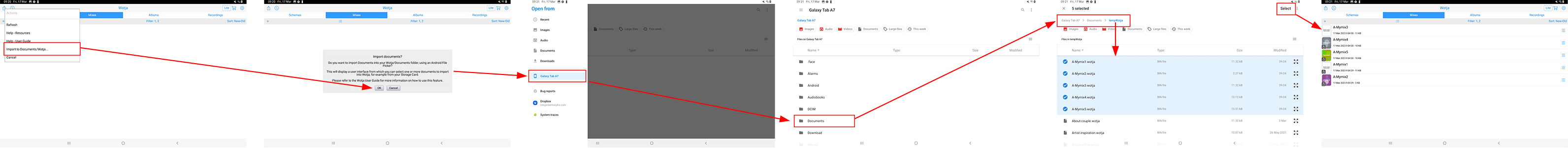 Wotja Android Import Files