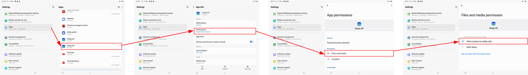 Wotja GP App Permission Settings